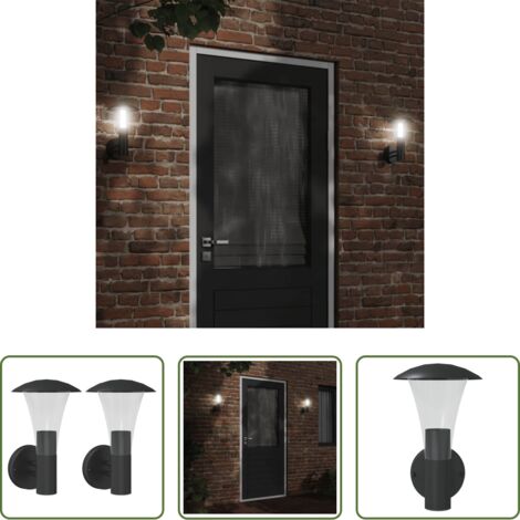 Iluminación exterior -  Apliques de exterior 2 unidades acero inoxidable negro
