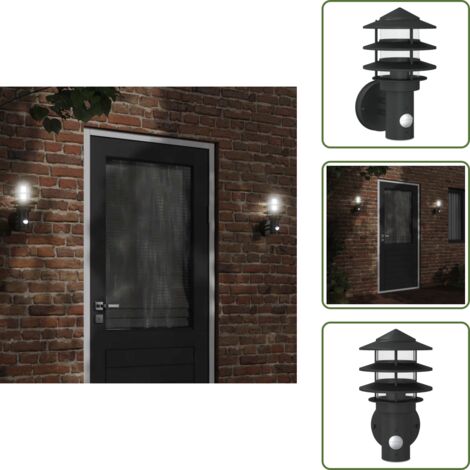 Iluminación exterior - vidaXL Aplique de exterior con sensor acero inoxidable negro - Jardín