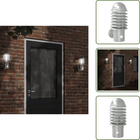Iluminación exterior - vidaXL Lámpara de pared de exterior con sensor acero inoxidable - Jardín
