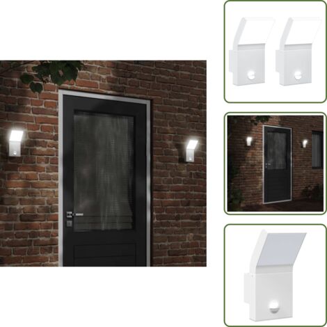 Iluminación exterior - vidaXL Lámparas de pared LED exterior con sensor 2 uds aluminio blanco - Lámparas LED