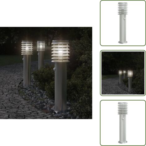 Iluminación exterior - vidaXL Lámparas de suelo de exterior con sensor acero inoxidable 60 cm - Lámpara de jardín