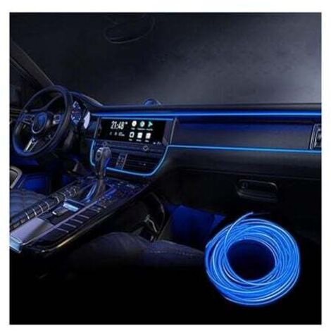 Iluminación interior de coche, tira LED de 5 m de longitud, 5 V, compatible con todas las luces ambientales (azul)