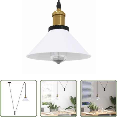 Iluminación -  Lámpara colgante regulable altura E27 blanco brillante Ø 22cm