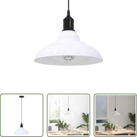 Iluminación -  Lámpara colgante regulable altura E27 blanco brillante Ø 31cm