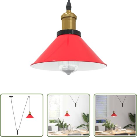 Iluminación -  Lámpara colgante regulable en altura E27 rojo brillante Ø 22cm