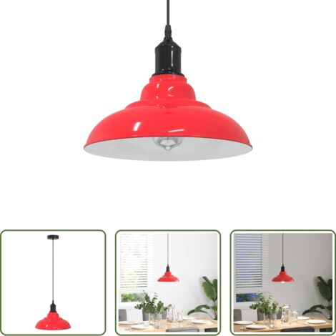 Iluminación -  Lámpara colgante regulable en altura E27 rojo brillante Ø 31cm