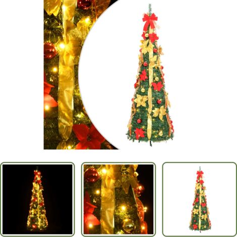 Iluminación LED -  Árbol de Navidad artificial desplegable 100 LED verde 150 cm