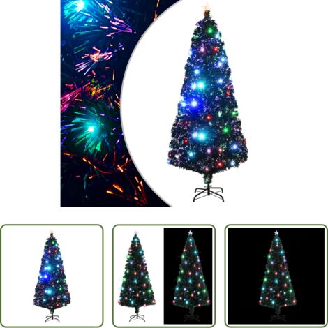 Iluminación LED -  Árbol de Navidad preiluminado con soporte y LED fibra óptica 210 cm