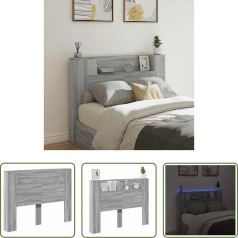 Iluminación LED -  Cabecero Gris Sonoma 140 x 16,5 x 103,5 cm Madera de ingeniería