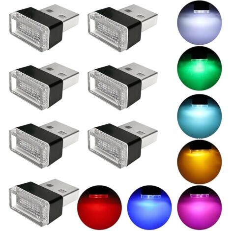 Iluminación LED para el interior del coche de 7 piezas, iluminación ambiental ajustable en 7 colores, luz portátil para el interior del coche.