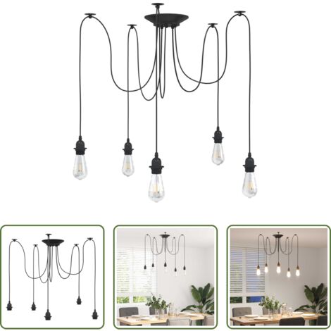 Iluminación moderna -  Lámpara colgante con 5 portalámparas E27 metal negro