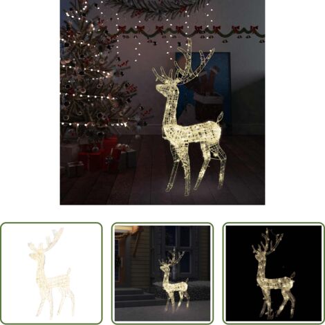 Iluminación navideña -  Adorno reno de Navidad acrílico blanco cálido 140 LEDs 120 cm