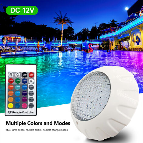 Iluminación para piscinas, Luces LED para piscina, cambio de color RGB, con control remoto, luces subacuáticas, IP68 a prueba de agua