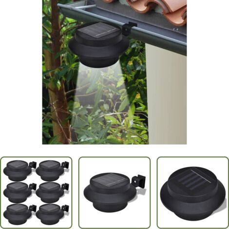 Iluminación solar -  Set de lámparas solares de exterior para valla 6 piezas negro
