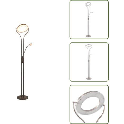 Iluminación vertical - vidaXL Lámpara de pie regulable plateado 18 W 180 cm - Lámpara de lectura