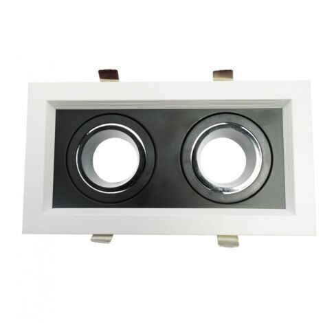 IluminaShop - Aro Basculante Cuadrado Doble Blanco y Negro para GU10/MR16