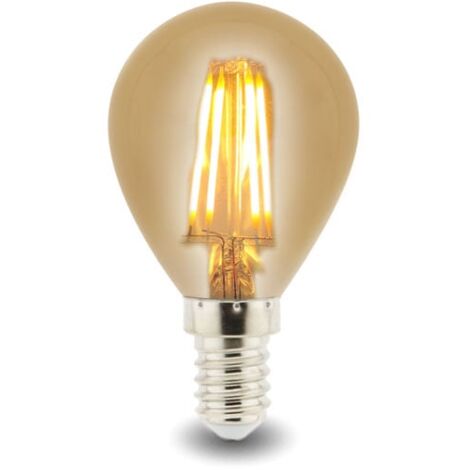 IluminaShop - Bombilla LED Filamento E14 G45 4W Ambar  Blanco Calido 2300K