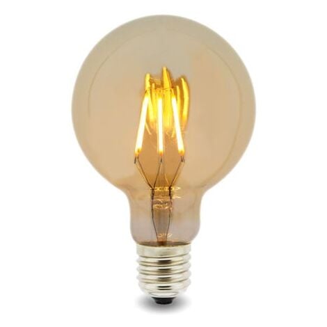 IluminaShop - Bombilla LED Filamento E27 G80 6W Ambar Blanco Calido 2300K