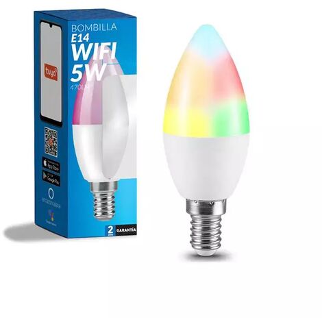 IluminaShop - Bombilla LED Inteligente Smart C37 E14 Vela Dimable CCT+RGB 6W WiFi Compatible con Alexa y Google Home RGB+3000+4000+6000