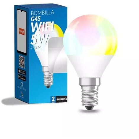 IluminaShop - Bombilla LED Inteligente Smart G45 E14 Dimable CCT+RGB 6W WiFi Compatible con Alexa y Google Home  RGB+3000+4000+6000