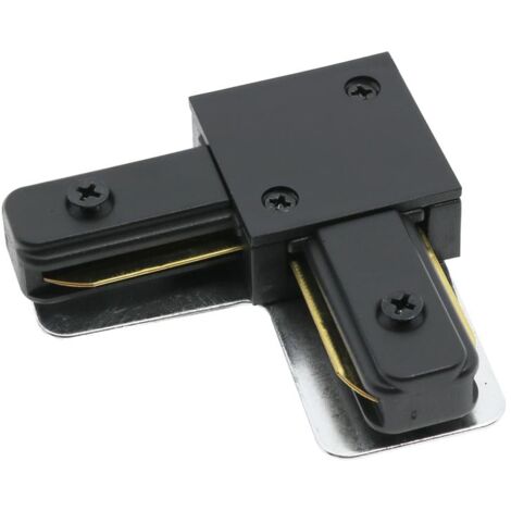IluminaShop - Conector tipo L para Carril Monofasico Negro