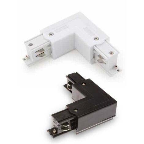 IluminaShop - Conector tipo L para Carril Trifasico Blanco / Negro  Negro