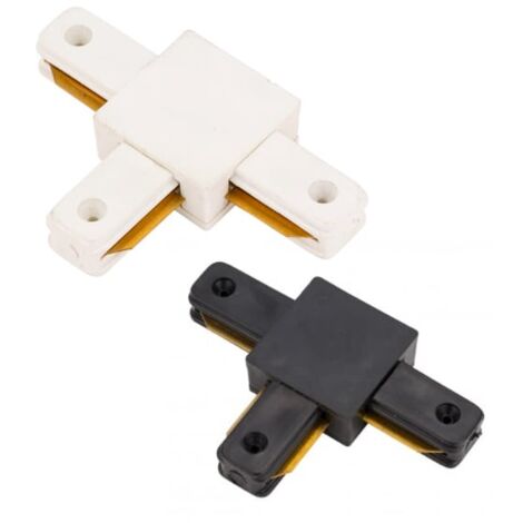 IluminaShop - Conector tipo T para Carril Monofasico Blanco / Negro  Blanco