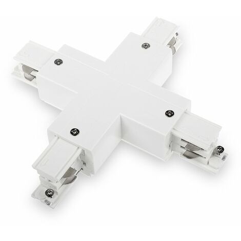 IluminaShop - Conector tipo X para Carril Trifasico Blanco