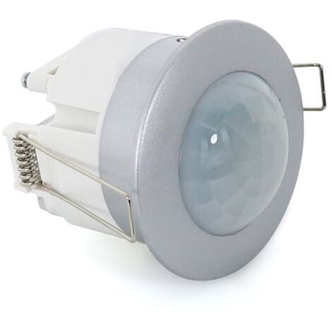 IluminaShop - Detector de Movimiento PIR 360º Empotrable Plata