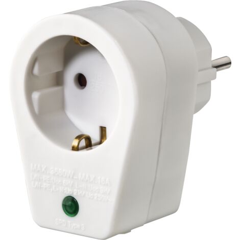 IluminaShop - Enchufe de Superficie Tipo F Schuko 16A IP20 Blanco Contra Sobretension