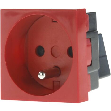 IluminaShop - Enchufe Schuko Frances 16A/250V 2P+T para Cajas 45x45 Rojo