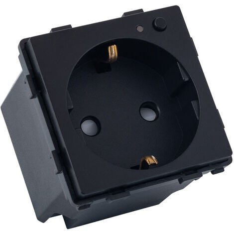 IluminaShop - Enchufe Tipo F Schuko 16A IP20 WiFi Negro Compatible con Alexa y Google Home Serie Modern