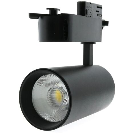 IluminaShop - Foco LED Negro 30W Trifasico para Carril (5 Anos de Garantia)  Blanco Frio 6000K