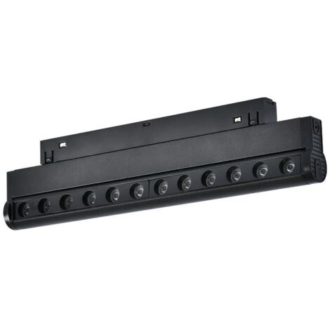 IluminaShop - Foco Lineal Puntos LED Negro 12W para Carril Magnetico Monofasico Detail Chip Osram 48V CRI 90 UGR 17 Serie Detail  Blanco Calido 3000K