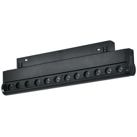 IluminaShop - Foco Lineal Puntos LED Negro 12W para Carril Magnetico Monofasico Detail Chip Osram 48V CRI 90 UGR 17 Serie Detail  Blanco Neutro 4000K