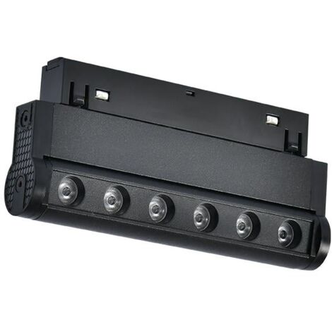 IluminaShop - Foco Lineal Puntos LED Negro 6W para Carril Magnetico Monofasico Detail Chip Osram 48V CRI 90 UGR 17 Serie Detail  Blanco Calido 3000K