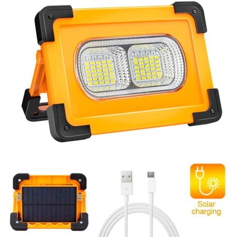 IluminaShop - Foco Proyector Solar LED Portatil 50W Orientable IP66 + Funcion Power Bank Blanco Frio 6000K