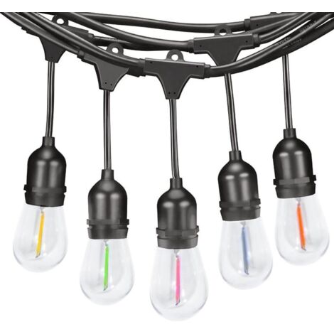 IluminaShop - Guirnalda Led 3W Solar 10 bombillas E27 Exterior IP65 RGB