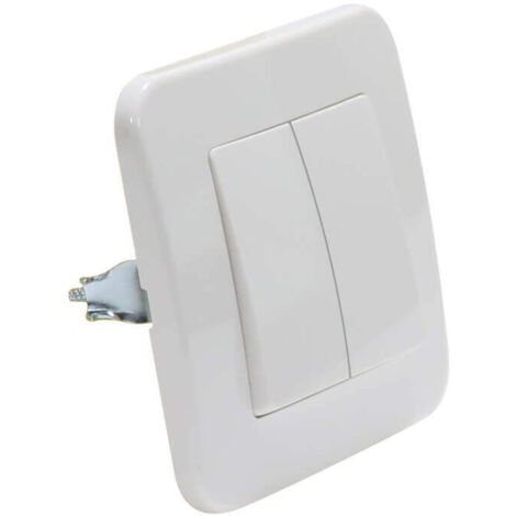IluminaShop - Interruptor Empotrable Doble Conmutado Blanco Basic Marco Incluido