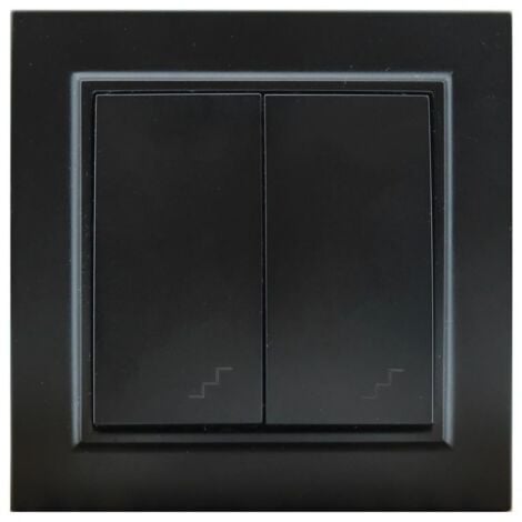 IluminaShop - Interruptor Empotrable Doble Conmutado Negro Marco Incluido IP20 Serie wLine