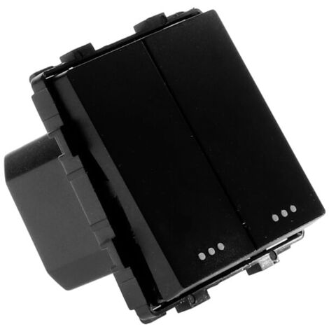 IluminaShop - Interruptor Empotrable Doble Negro Conmutado Serie Modern