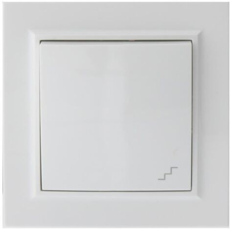 IluminaShop - Interruptor Empotrable Simple Conmutado Blanco Marco Incluido IP20 Serie wLine