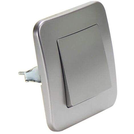 IluminaShop - Interruptor Empotrable Simple Conmutado Gris Basic Marco Incluido