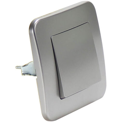 IluminaShop - Interruptor Empotrable Simple de Cruzamiento Gris Basic Marco Incluido