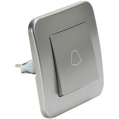 IluminaShop - Interruptor Empotrable Simple Pulsador Gris Basic Marco Incluido