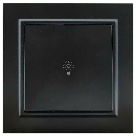 IluminaShop - Interruptor Empotrable Simple Pulsador Negro Alumbrado Marco Incluido IP20 Serie wLine