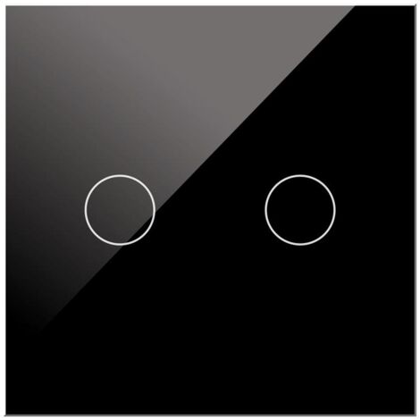 IluminaShop - Interruptor Tactil de Cristal Negro Empotrable Conmutado Doble + Mecanismo