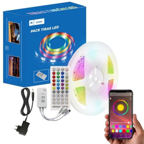 IluminaShop - Kit Tira LED 13W 24V SMD5050 16LED/m RGB IP20 con Mando + App + Fuente de Alimentacion (15 Metros)