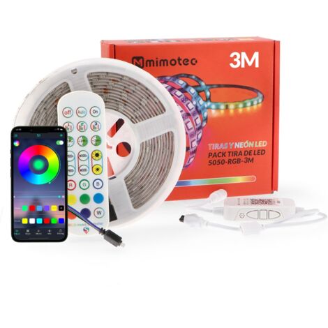 IluminaShop - Kit Tira LED 16W 12V 30LED IP20 RGB con Mando y Fuente de Alimentacion (3 metros)  RGB