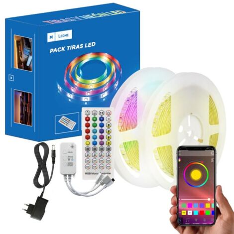 IluminaShop - Kit Tira LED 26W 24V SMD5050 16LED/m RGB IP20 con Mando + App + Fuente de Alimentacion (30 Metros)